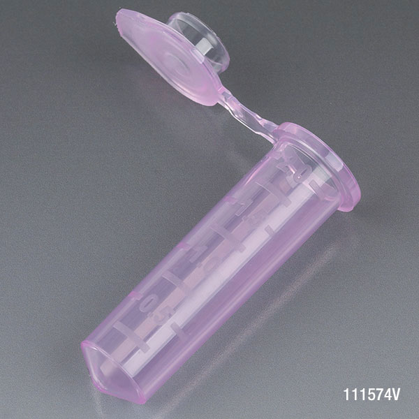 Globe Scientific Microcentrifuge Tube, 2.0mL, PP, Attached Snap Cap, Graduated, Violet, Certified: Rnase, Dnase and Pyrogen Free, 500/Stand Up Zip Lock Bag Microcentrifuge Tube; Microtube; Eppendorf Tube; Micro CT; 2.0mL; Centrifuge Tube; Violet;